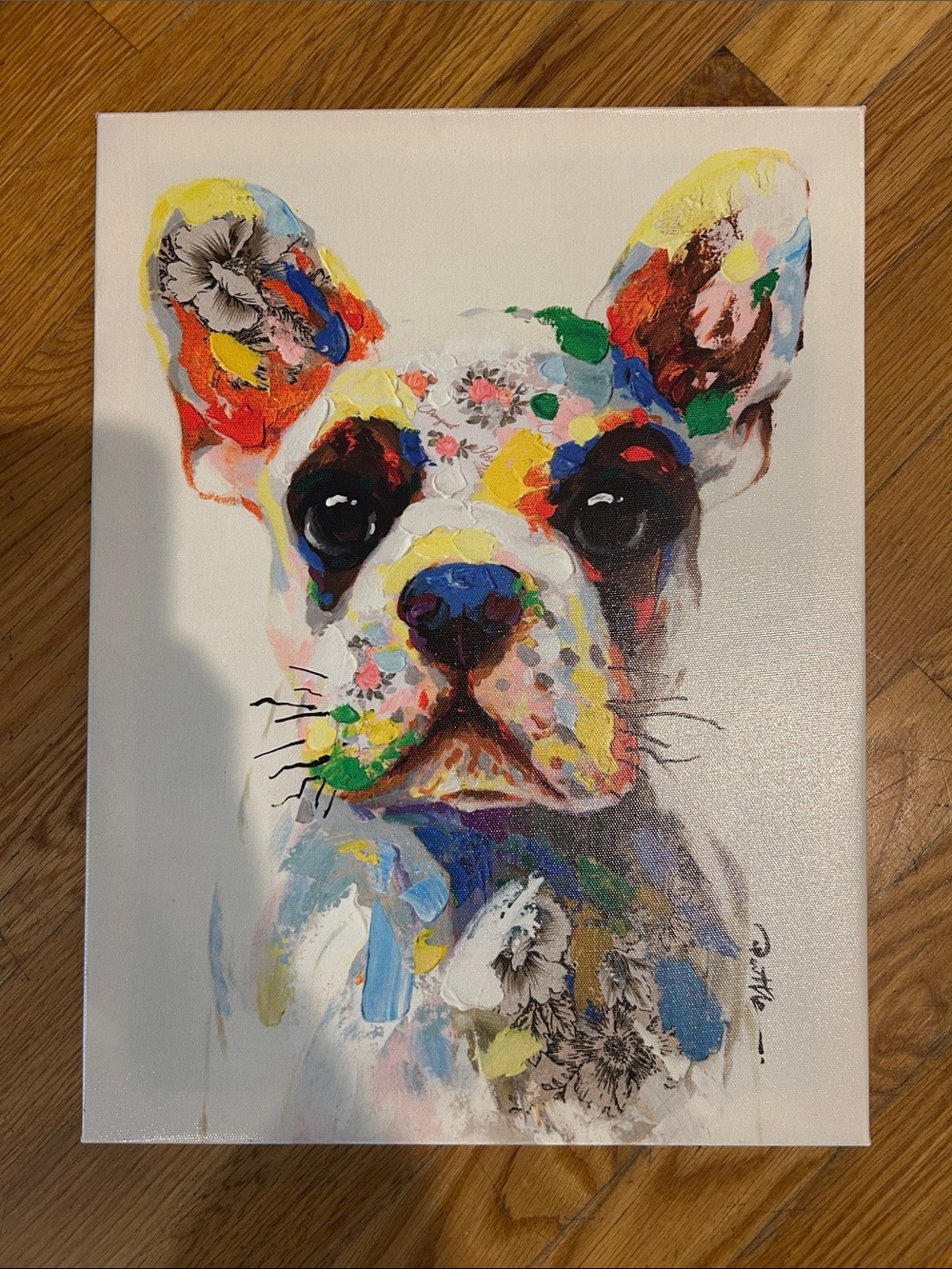 Colorful French Bulldog Canvas Art Print - Multicolor